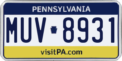 PA license plate MUV8931