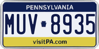 PA license plate MUV8935