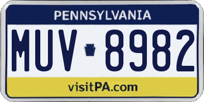 PA license plate MUV8982