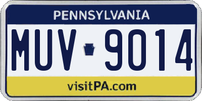 PA license plate MUV9014