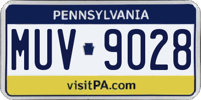 PA license plate MUV9028