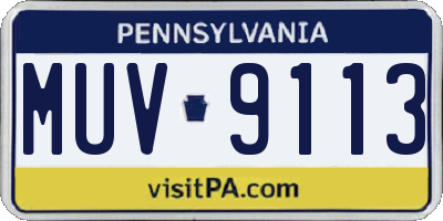PA license plate MUV9113