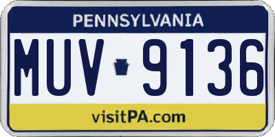 PA license plate MUV9136