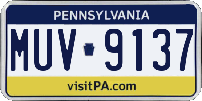 PA license plate MUV9137