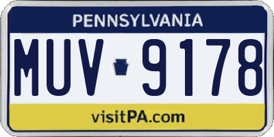 PA license plate MUV9178