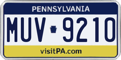 PA license plate MUV9210