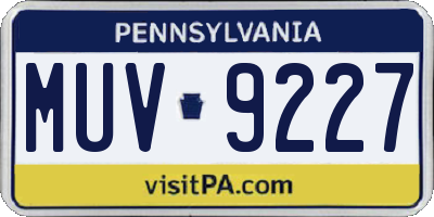 PA license plate MUV9227