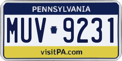 PA license plate MUV9231