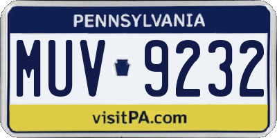 PA license plate MUV9232