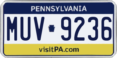 PA license plate MUV9236