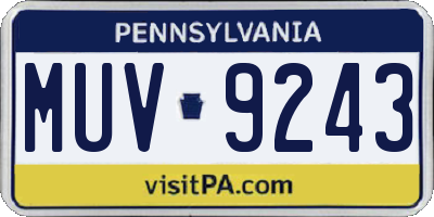 PA license plate MUV9243