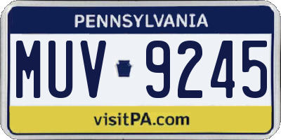 PA license plate MUV9245
