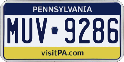 PA license plate MUV9286
