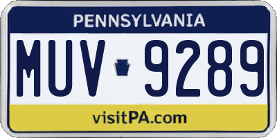 PA license plate MUV9289