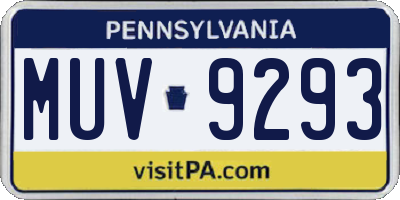 PA license plate MUV9293