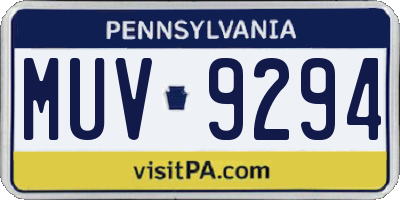 PA license plate MUV9294