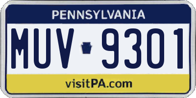 PA license plate MUV9301
