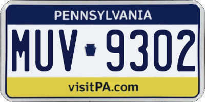 PA license plate MUV9302