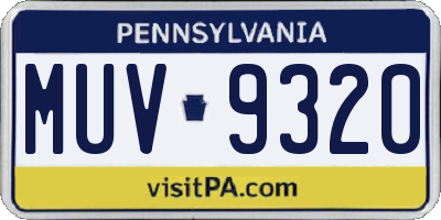 PA license plate MUV9320