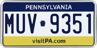 PA license plate MUV9351