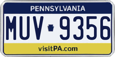 PA license plate MUV9356