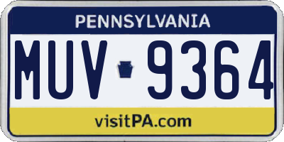 PA license plate MUV9364