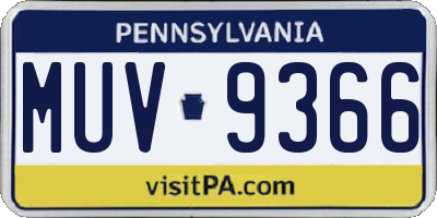 PA license plate MUV9366