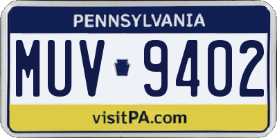PA license plate MUV9402