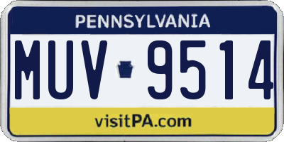 PA license plate MUV9514