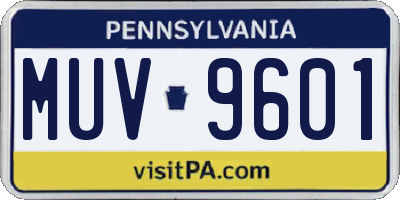 PA license plate MUV9601