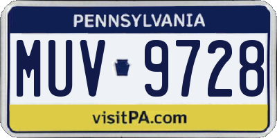 PA license plate MUV9728