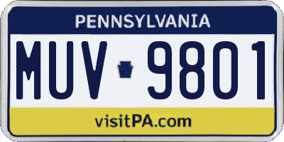 PA license plate MUV9801