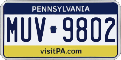 PA license plate MUV9802