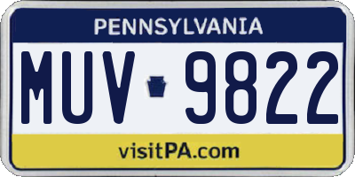 PA license plate MUV9822
