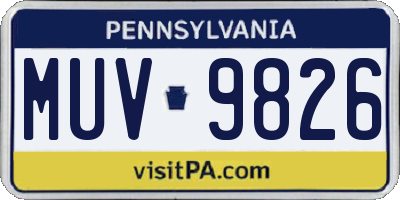 PA license plate MUV9826