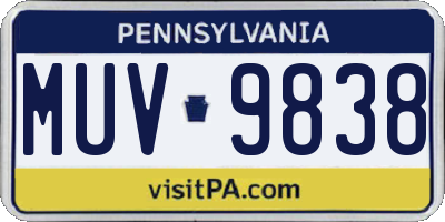 PA license plate MUV9838