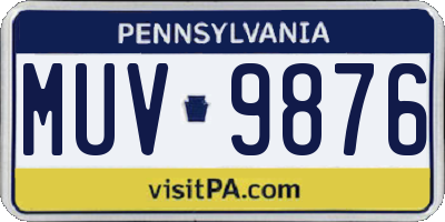 PA license plate MUV9876