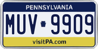 PA license plate MUV9909