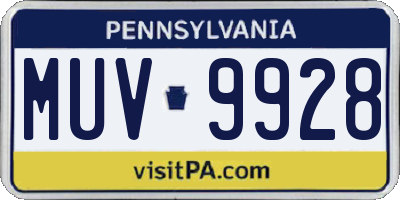 PA license plate MUV9928