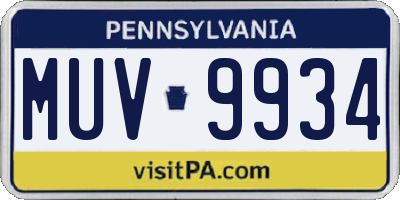 PA license plate MUV9934