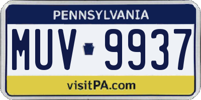 PA license plate MUV9937