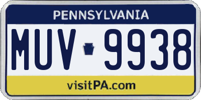 PA license plate MUV9938