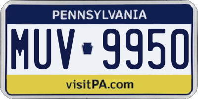 PA license plate MUV9950
