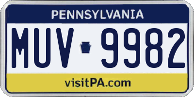PA license plate MUV9982