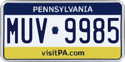 PA license plate MUV9985