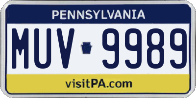 PA license plate MUV9989