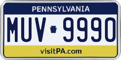 PA license plate MUV9990