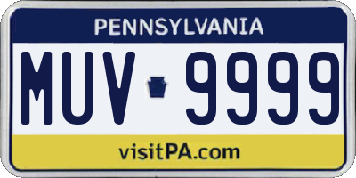 PA license plate MUV9999