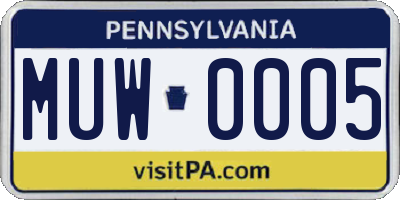 PA license plate MUW0005