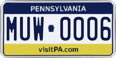 PA license plate MUW0006